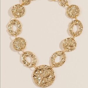 Melly Gold Textured Circle Link Statement Necklace